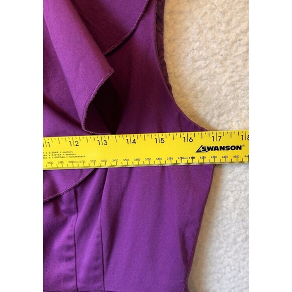 Tahari Arthur Levine Dress Women’s Size 8 Purple Sleeveless Short Ruffle Stretch - Picture 7 of 8